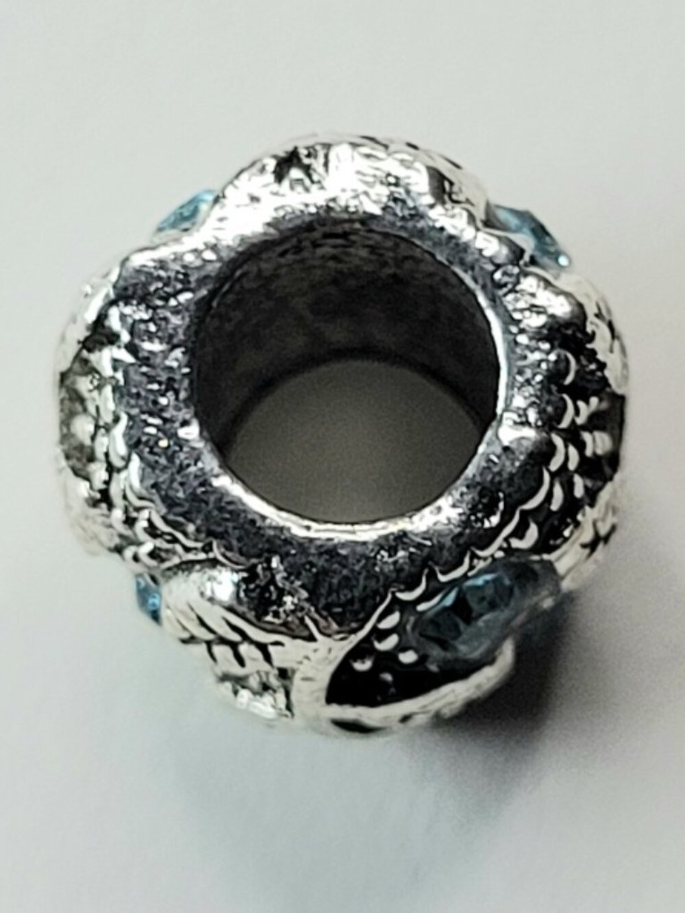 New Pandora Style Blue Rhinestones and Silver Color Chunky Leaf Individual Charm - Picture 5 of 6